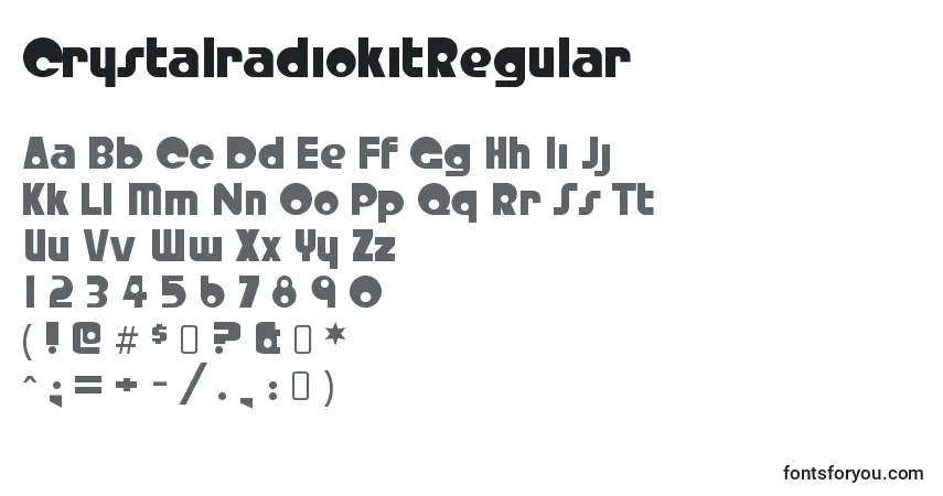 A fonte CrystalradiokitRegular – alfabeto, números, caracteres especiais