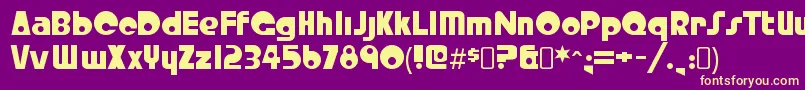 CrystalradiokitRegular-Schriftart – Gelbe Schriften auf violettem Hintergrund