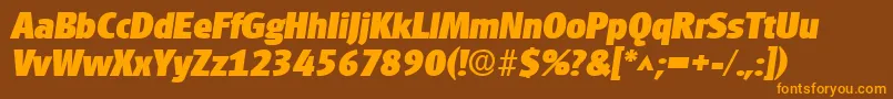 フォントGouditaSansHeavySfBoldItalic – オレンジ色の文字が茶色の背景にあります。