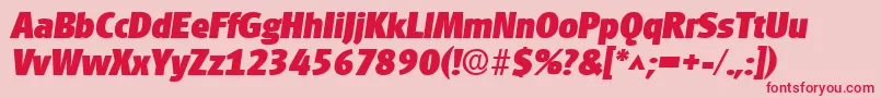 Fonte GouditaSansHeavySfBoldItalic – fontes vermelhas em um fundo rosa