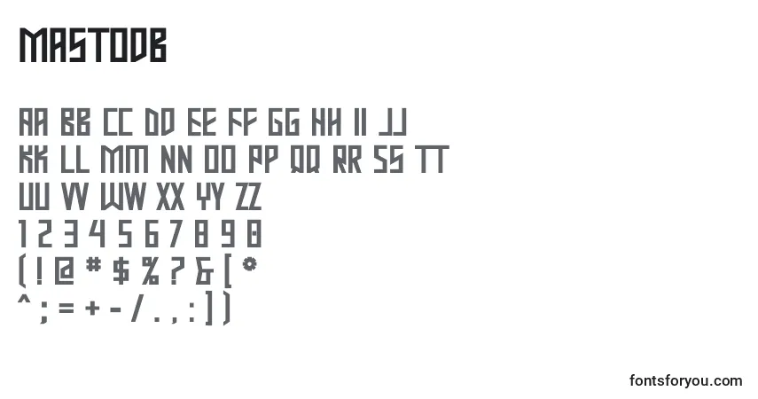 Schriftart Mastodb (33563) – Alphabet, Zahlen, spezielle Symbole