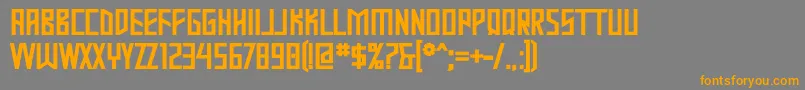 フォントMastodb – オレンジの文字は灰色の背景にあります。