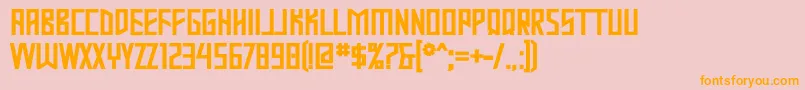 フォントMastodb – オレンジの文字がピンクの背景にあります。