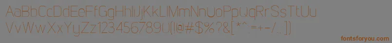 フォントLintelThin – 茶色の文字が灰色の背景にあります。