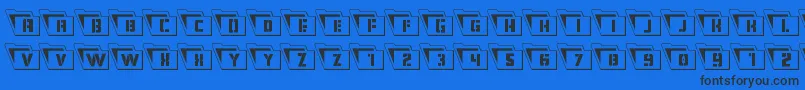 Eyesonlyoutsemicondleft-Schriftart – Schwarze Schriften auf blauem Hintergrund