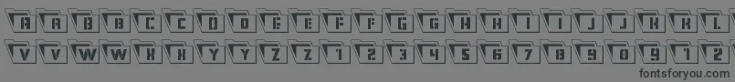 フォントEyesonlyoutsemicondleft – 黒い文字の灰色の背景