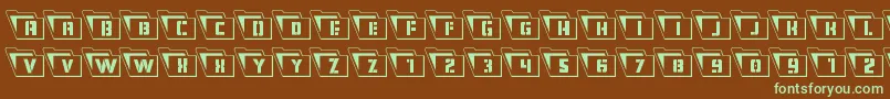 フォントEyesonlyoutsemicondleft – 緑色の文字が茶色の背景にあります。