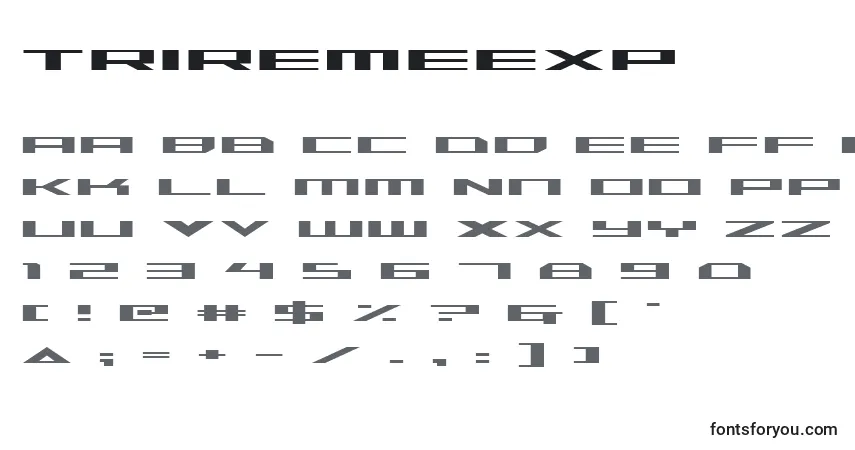 Triremeexp-fontti – aakkoset, numerot, erikoismerkit