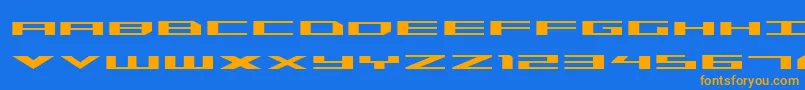 Triremeexp-Schriftart – Orangefarbene Schriften auf blauem Hintergrund