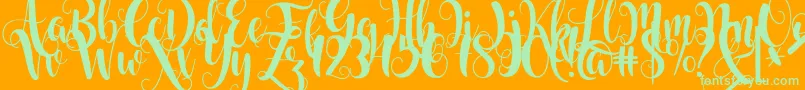 Starfish-Schriftart – Grüne Schriften auf orangefarbenem Hintergrund