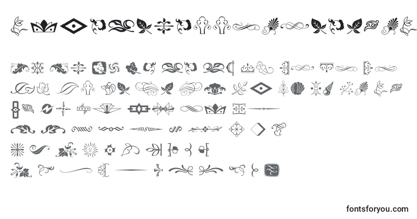 Czcionka TypeEmbellishmentsTwoLetPlain.1.0 – alfabet, cyfry, specjalne znaki