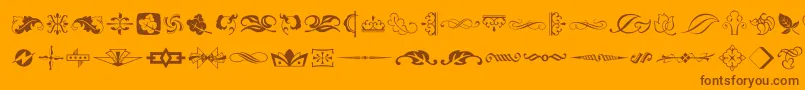 TypeEmbellishmentsTwoLetPlain.1.0-fontti – ruskeat fontit oranssilla taustalla
