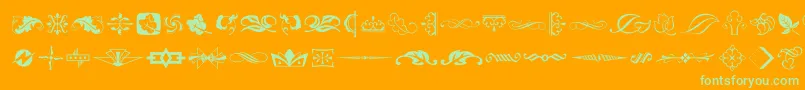 Шрифт TypeEmbellishmentsTwoLetPlain.1.0 – зелёные шрифты на оранжевом фоне