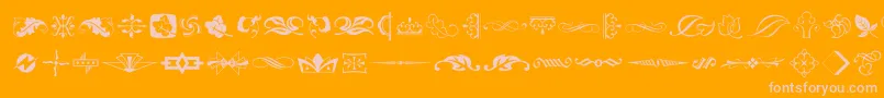 TypeEmbellishmentsTwoLetPlain.1.0-fontti – vaaleanpunaiset fontit oranssilla taustalla