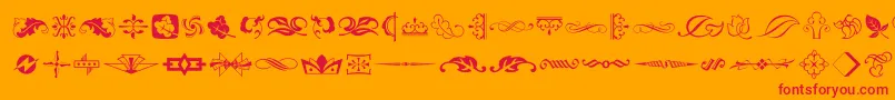 TypeEmbellishmentsTwoLetPlain.1.0-fontti – punaiset fontit oranssilla taustalla