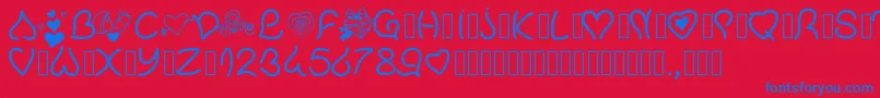 Pwvalentinelove Font – Blue Fonts on Red Background