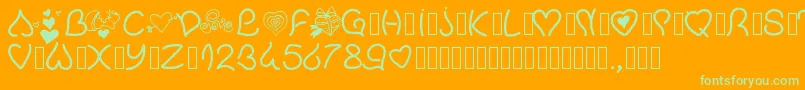 Pwvalentinelove Font – Green Fonts on Orange Background