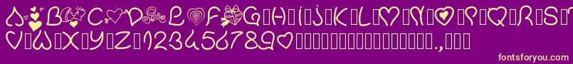 Pwvalentinelove Font – Yellow Fonts on Purple Background