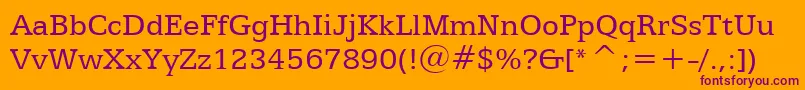 Egyptian505Bt-Schriftart – Violette Schriften auf orangefarbenem Hintergrund