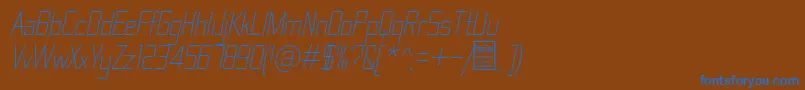 Шрифт ThematicLightItalicDemo – синие шрифты на коричневом фоне