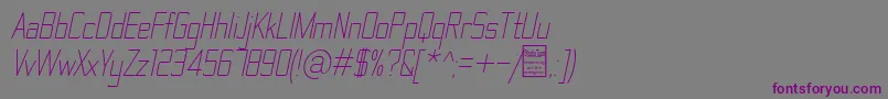 Шрифт ThematicLightItalicDemo – фиолетовые шрифты на сером фоне