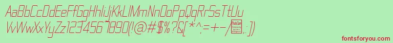 ThematicLightItalicDemo Font – Red Fonts on Green Background