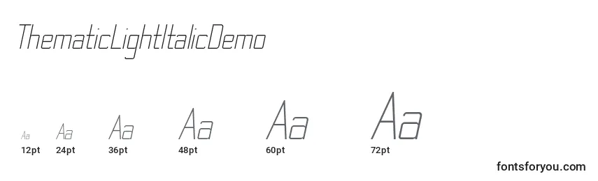 ThematicLightItalicDemo Font Sizes