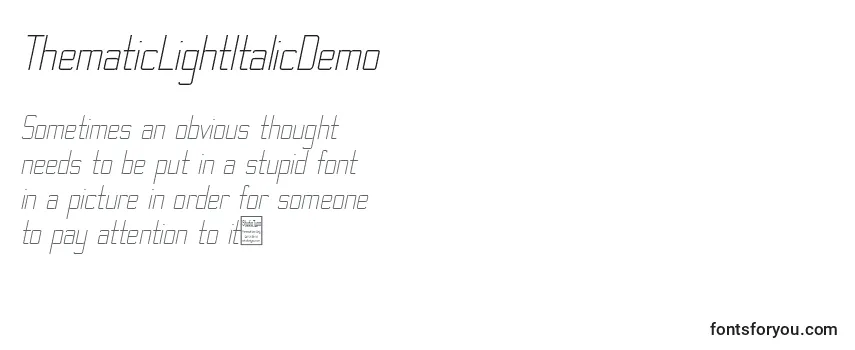 ThematicLightItalicDemo-fontti