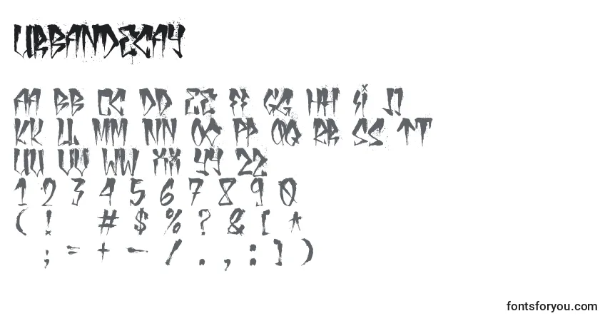A fonte UrbanDecay – alfabeto, números, caracteres especiais
