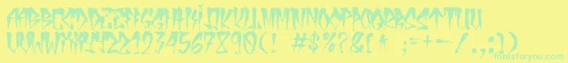 フォントUrbanDecay – 黄色い背景に緑の文字