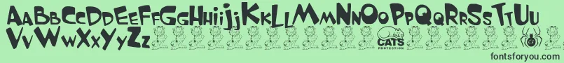 Czcionka GarfieldTheCat – czarne czcionki na zielonym tle