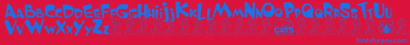 GarfieldTheCat-Schriftart – Blaue Schriften auf rotem Hintergrund