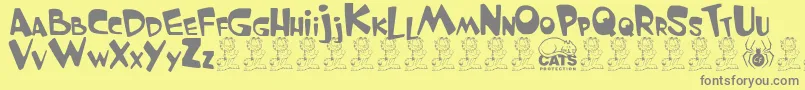 Fonte GarfieldTheCat – fontes cinzas em um fundo amarelo