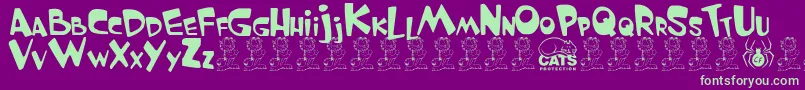 GarfieldTheCat-Schriftart – Grüne Schriften auf violettem Hintergrund