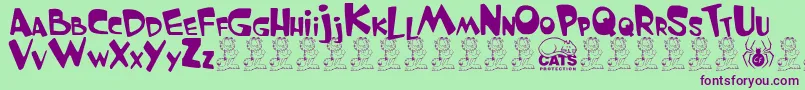 GarfieldTheCat Font – Purple Fonts on Green Background