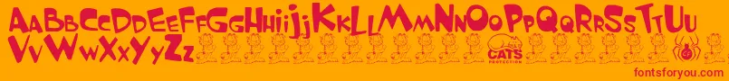 GarfieldTheCat Font – Red Fonts on Orange Background
