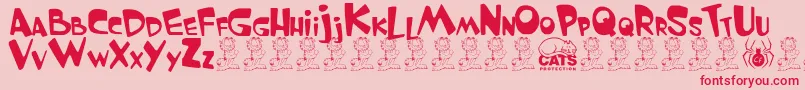 GarfieldTheCat Font – Red Fonts on Pink Background