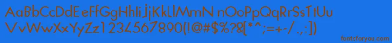 フォントKatas – 茶色の文字が青い背景にあります。