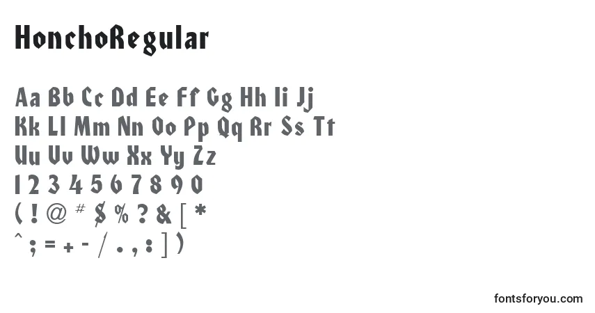 Schriftart HonchoRegular – Alphabet, Zahlen, spezielle Symbole