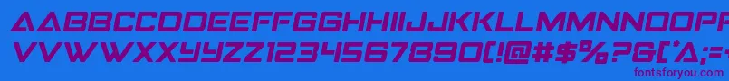Strikefightersemital-Schriftart – Violette Schriften auf blauem Hintergrund