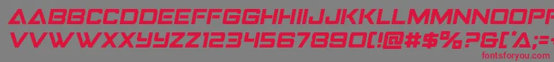 フォントStrikefightersemital – 赤い文字の灰色の背景