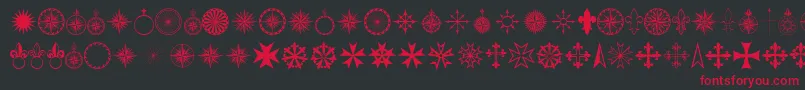 PrCompassRoseNormal Font – Red Fonts on Black Background