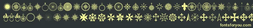 PrCompassRoseNormal Font – Yellow Fonts on Black Background