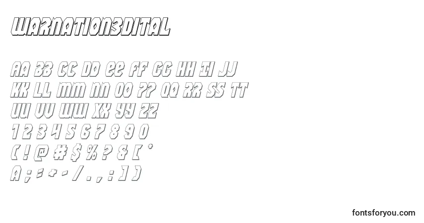 Schriftart Warnation3Dital – Alphabet, Zahlen, spezielle Symbole
