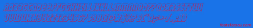 Warnation3Dital-Schriftart – Rote Schriften auf blauem Hintergrund