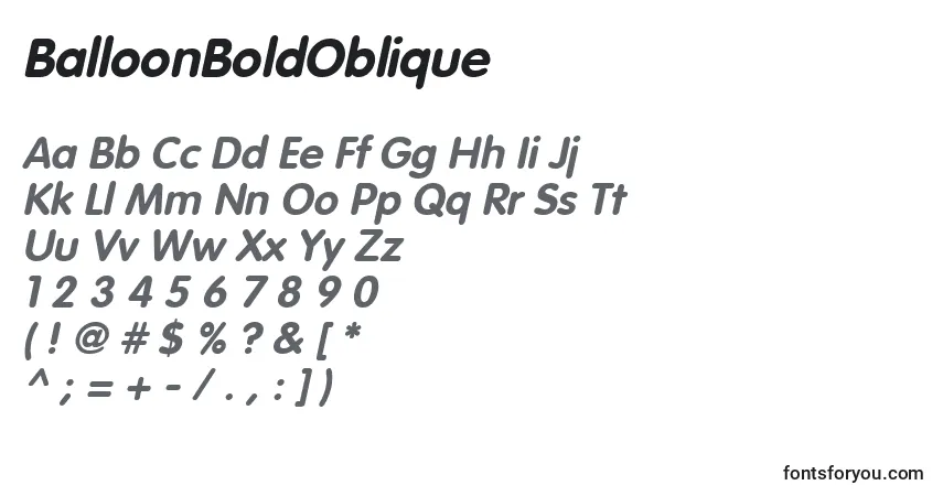 Czcionka BalloonBoldOblique – alfabet, cyfry, specjalne znaki