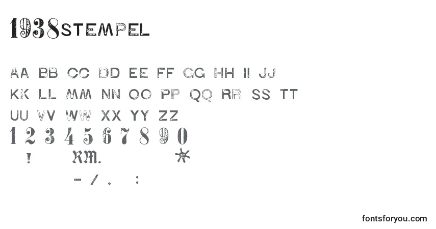 Schriftart 1938Stempel – Alphabet, Zahlen, spezielle Symbole