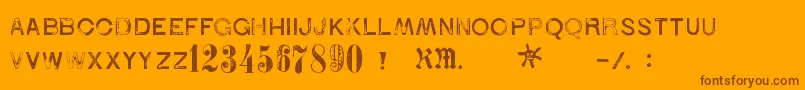 1938Stempel-Schriftart – Braune Schriften auf orangefarbenem Hintergrund