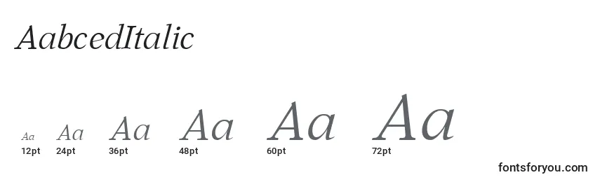 Размеры шрифта AabcedItalic