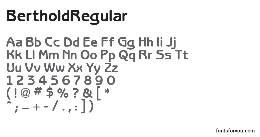 Schriftart BertholdRegular – Alphabet, Zahlen, spezielle Symbole